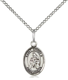 [9284SS/18SS] Sterling Silver Saint Angela Merici Pendant on a 18 inch Sterling Silver Light Curb chain