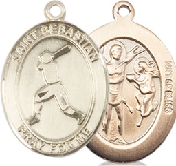 [8160GF] 14kt Gold Filled Saint Sebastian Baseball Medal