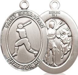 [8160SS] Sterling Silver Saint Sebastian Baseball Medal