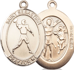 [8161GF] 14kt Gold Filled Saint Sebastian Football Medal