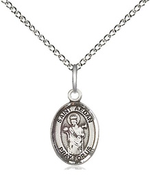 [9293SS/18SS] Sterling Silver Saint Aedan of Ferns Pendant on a 18 inch Sterling Silver Light Curb chain