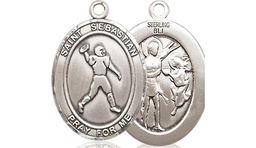 [8161SS] Sterling Silver Saint Sebastian Football Medal