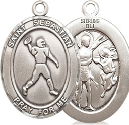 [8161SS] Sterling Silver Saint Sebastian Football Medal