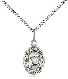 [9295SS/18SS] Sterling Silver Saint Teresa of Calcutta Pendant on a 18 inch Sterling Silver Light Curb chain