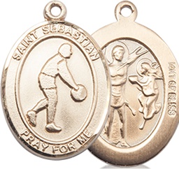 [8163GF] 14kt Gold Filled Saint Sebastian Basketball Medal