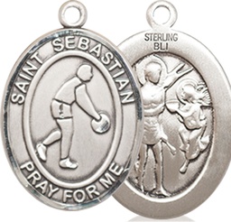 [8163SS] Sterling Silver Saint Sebastian Basketball Medal