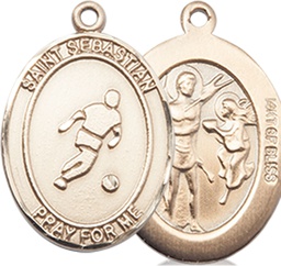 [8164GF] 14kt Gold Filled Saint Sebastian Soccer Medal