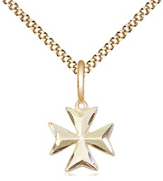 [5992GF-CX/18G] 14kt Gold Filled Maltese Cross Pendant on a 18 inch Gold Plate Light Curb chain