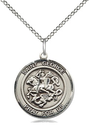 [8040RDSS/18SS] Sterling Silver Saint George Pendant on a 18 inch Sterling Silver Light Curb chain