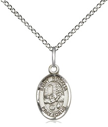 [9309SS/18SS] Sterling Silver Saint Rosalia Pendant on a 18 inch Sterling Silver Light Curb chain