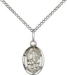 [9309SS/18SS] Sterling Silver Saint Rosalia Pendant on a 18 inch Sterling Silver Light Curb chain