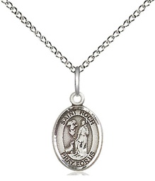 [9310SS/18SS] Sterling Silver Saint Roch Pendant on a 18 inch Sterling Silver Light Curb chain