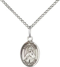 [9312SS/18SS] Sterling Silver Saint Olivia Pendant on a 18 inch Sterling Silver Light Curb chain