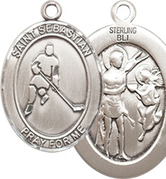 [8165SS] Sterling Silver Saint Sebastian Ice Hockey Medal