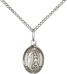 [9314SS/18SS] Sterling Silver Saint Zoe of Rome Pendant on a 18 inch Sterling Silver Light Curb chain