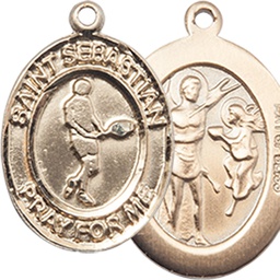 [8166GF] 14kt Gold Filled Saint Sebastian Tennis Medal