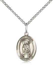 [9315SS/18SS] Sterling Silver Saint Ronan Pendant on a 18 inch Sterling Silver Light Curb chain