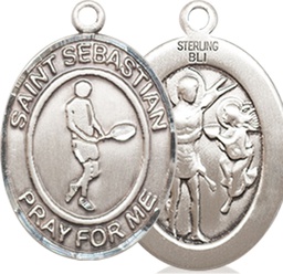 [8166SS] Sterling Silver Saint Sebastian Tennis Medal