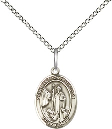 [9317SS/18SS] Sterling Silver Saint Anthony of Egypt Pendant on a 18 inch Sterling Silver Light Curb chain