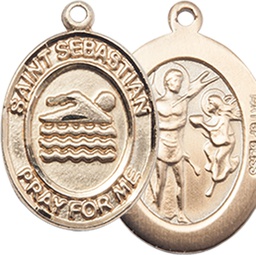 [8167GF] 14kt Gold Filled Saint Sebastian Swimming Medal