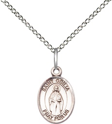 [9319SS/18SS] Sterling Silver Saint Odilia Pendant on a 18 inch Sterling Silver Light Curb chain