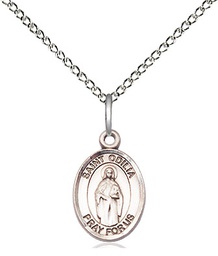 [9319SS/18SS] Sterling Silver Saint Odilia Pendant on a 18 inch Sterling Silver Light Curb chain