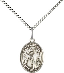 [9321SS/18SS] Sterling Silver Saint Columbanus Pendant on a 18 inch Sterling Silver Light Curb chain