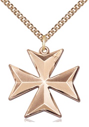 [5994GF-CV/24GF] 14kt Gold Filled Maltese Cross Pendant on a 24 inch Gold Filled Heavy Curb chain