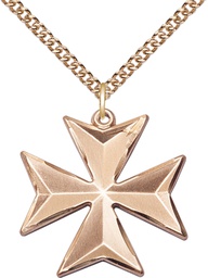 [5994GF-CV/24GF] 14kt Gold Filled Maltese Cross Pendant on a 24 inch Gold Filled Heavy Curb chain