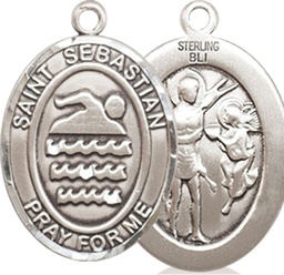 [8167SS] Sterling Silver Saint Sebastian Swimming Medal