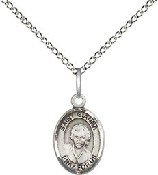 [9322SS/18SS] Sterling Silver Saint Gianna Pendant on a 18 inch Sterling Silver Light Curb chain