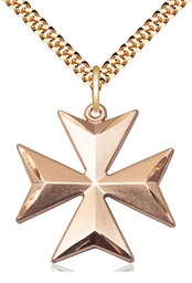 [5994GF-CX/24G] 14kt Gold Filled Maltese Cross Pendant on a 24 inch Gold Plate Heavy Curb chain