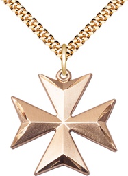 [5994GF-CX/24G] 14kt Gold Filled Maltese Cross Pendant on a 24 inch Gold Plate Heavy Curb chain