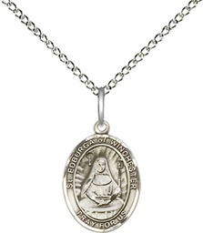 [9324SS/18SS] Sterling Silver Saint Edburga of Winchester Pendant on a 18 inch Sterling Silver Light Curb chain