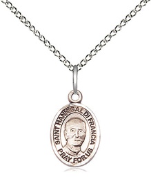 [9327SS/18SS] Sterling Silver Saint Hannibal Pendant on a 18 inch Sterling Silver Light Curb chain