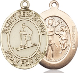 [8169GF] 14kt Gold Filled Saint Sebastian Skiing Medal