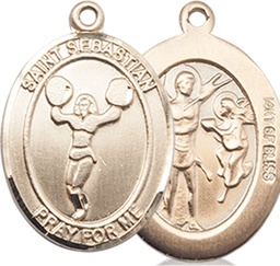 [8170GF] 14kt Gold Filled Saint Sebastian Cheerleading Medal