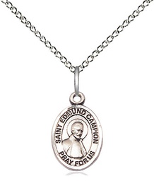 [9333SS/18SS] Sterling Silver Saint Edmund Campion Pendant on a 18 inch Sterling Silver Light Curb chain