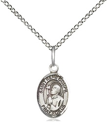 [9334SS/18SS] Sterling Silver Saint Rene Goupil Pendant on a 18 inch Sterling Silver Light Curb chain
