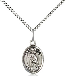 [9335SS/18SS] Sterling Silver Saint Regina Pendant on a 18 inch Sterling Silver Light Curb chain