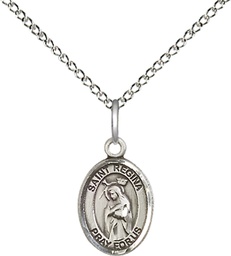 [9335SS/18SS] Sterling Silver Saint Regina Pendant on a 18 inch Sterling Silver Light Curb chain