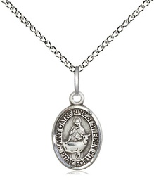 [9336SS/18SS] Sterling Silver Saint Catherine of Sweden Pendant on a 18 inch Sterling Silver Light Curb chain