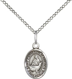 [9336SS/18SS] Sterling Silver Saint Catherine of Sweden Pendant on a 18 inch Sterling Silver Light Curb chain
