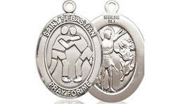 [8171SS] Sterling Silver Saint Sebastian Wrestling Medal