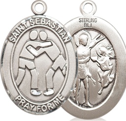 [8171SS] Sterling Silver Saint Sebastian Wrestling Medal