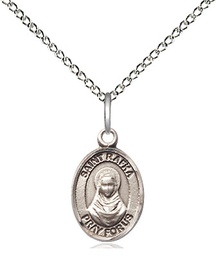 [9338SS/18SS] Sterling Silver Saint Rafka Pendant on a 18 inch Sterling Silver Light Curb chain