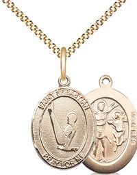 [8172GF/18G] 14kt Gold Filled Saint Sebastian Gymnastics Pendant on a 18 inch Gold Plate Light Curb chain