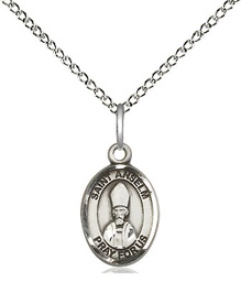 [9342SS/18SS] Sterling Silver Saint Anselm of Canterbury Pendant on a 18 inch Sterling Silver Light Curb chain