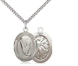 [8172SS/18S] Sterling Silver Saint Sebastian Gymnastics Pendant on a 18 inch Light Rhodium Light Curb chain