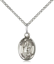 [9348SS/18SS] Sterling Silver Saint Joachim Pendant on a 18 inch Sterling Silver Light Curb chain